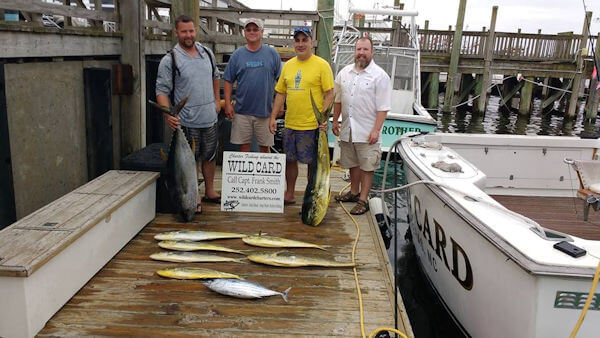 Offshore Outer Banks charter anglers showing off their catch.