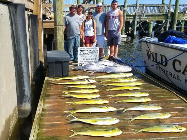 Charter group from Canton, Ohio shows off their catch of mahi and tuna.